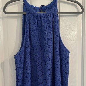 Elegant Blue Lace Maxi Dress
